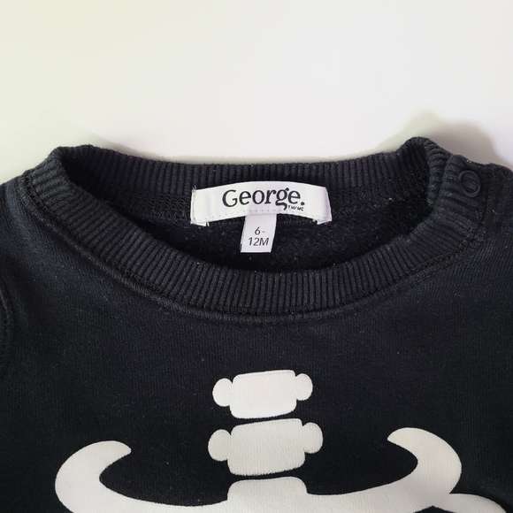 George Baby Halloween Skeleton Black Long Sleeve Romper, Jumpsuit,  6-12M - Picture 8 of 8